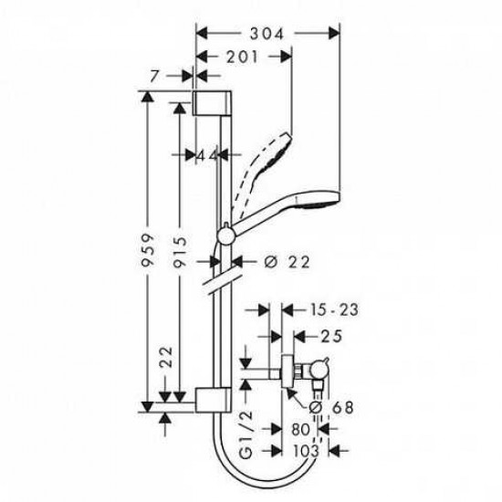 Душовий набір Hansgrohe Croma Select E Vario 0,65м білий/хром (26586400)