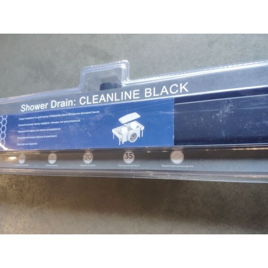 Трап для душа Armaform Cleanline Black 800 мм, нержавіюча сталь, під плитку, сухий затвор, чорний (183-080-81) 