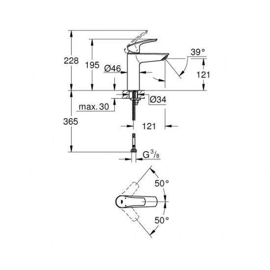 Змішувач для умивальника Grohe Eurosmart New M-Size, хром (23324003)