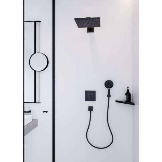 Верхний душ с держателем Hansgrohe Raindance E 300 мм Brushed Black, шлифованный черный (26238340)