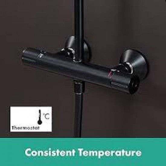 Душова система з термостатом HANSGROHE Vernis Blend Showerpipe 240 1jet, чорна матова (26426670)