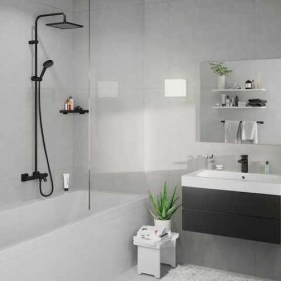 Душова система Hansgrohe Vernis Shape Showerpipe 240 1jet з термостатом для ванни, Matt Black / чорний мат (26900670)