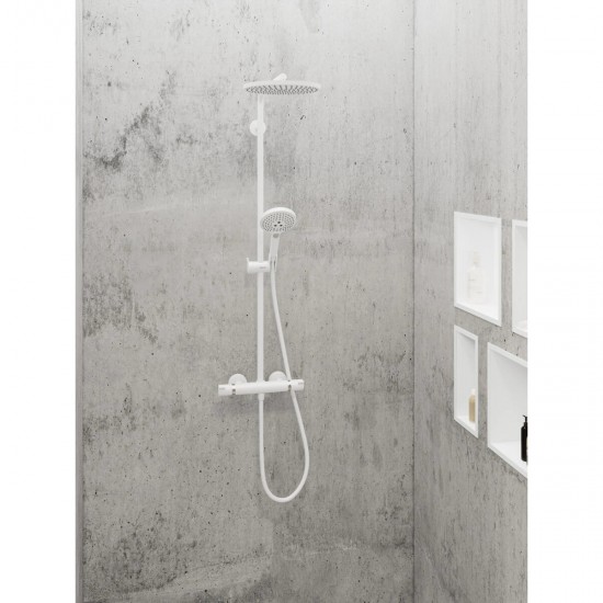 Душова система із термостатом Hansgrohe Raindance S 240 Showerpipe PowderRain 1jetP Matt White, біла матова (27633700)