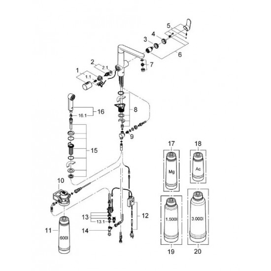 Змішувач для кухні Grohe Blue K7, одноважільний, з додатковою лійкою (31354001)