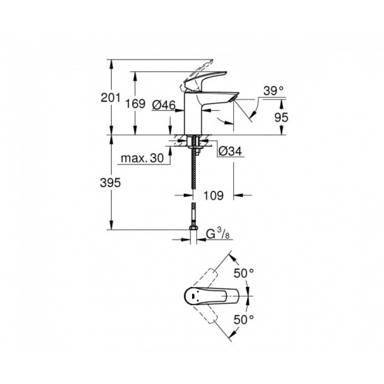 Змішувач для умивальника GROHE EUROSMART 32467003, хром