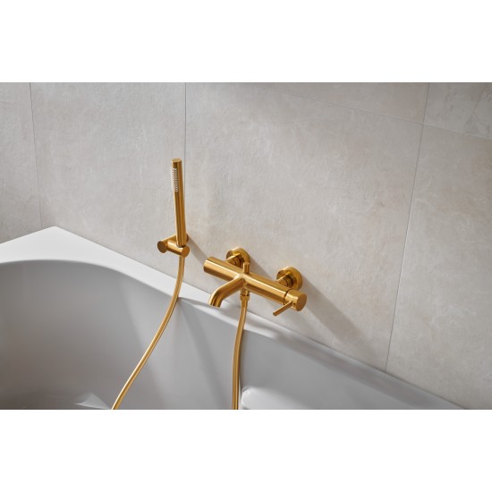 Смеситель для ванной KFA Armatura Moza Gold с душевым гарнитуром, золото (5034-520-31)