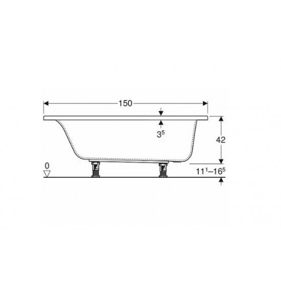 Ванна прямокутна акрилова Kolo SUPERO 150x70 з ніжками (5341000)