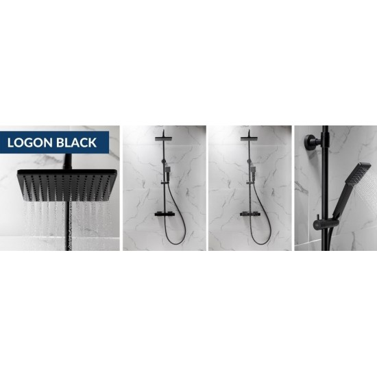 Душевая стойка с термостатом KFA Armatura LOGON BLACK, черный мат (5746-910-81)