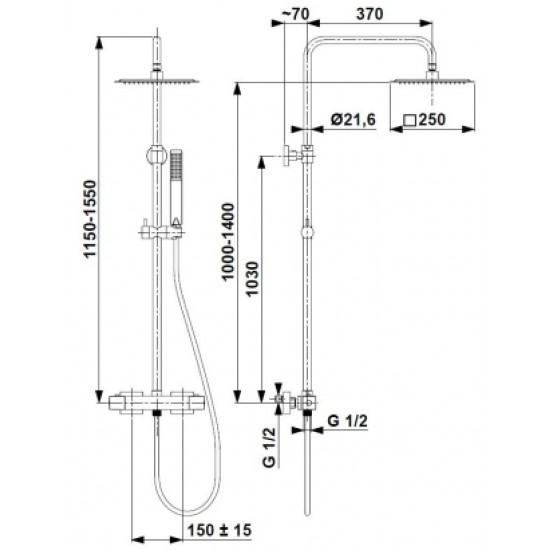 Душова система KFA ARMATURA LOGON PREMIUM BLACK з термостатичним змішувачем (5746-920-81)