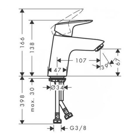 Змішувач для раковини HANSGROHE Logis 70 Matt Black, чорний матовий (71071670)