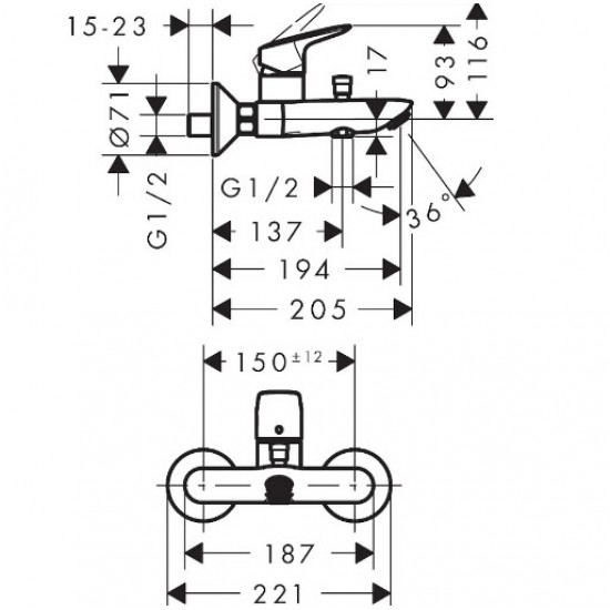 Змішувач для ванни Hansgrohe Logis, чорний матовий (71400670)