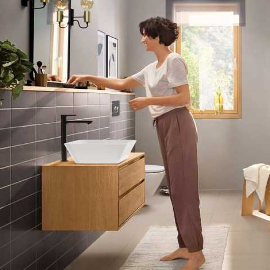 Високий змішувач для умивальника Hansgrohe Rebris E 240 CoolStart із д/к pop-up