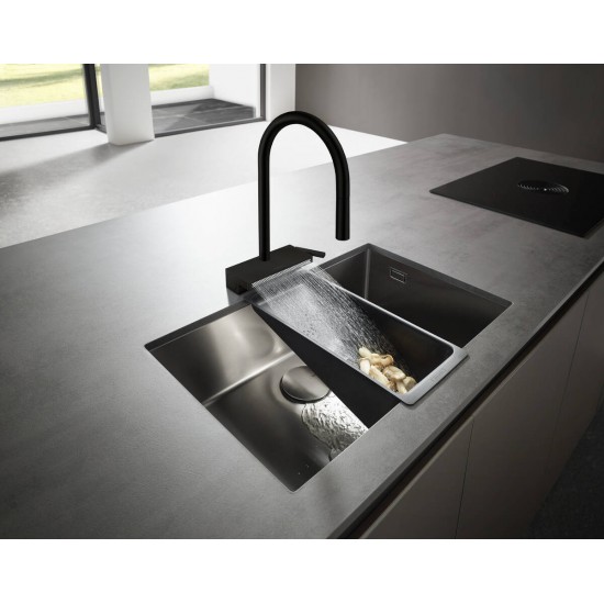 Смеситель для кухни HANSGROHE Aquno Select M81 170 3jet Matt Black с вытяжным изливом Sbox, черный матовый (73831670)