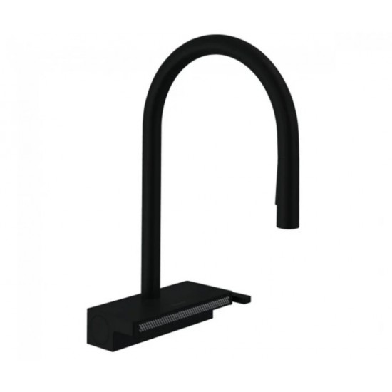 Смеситель для кухни HANSGROHE Aquno Select M81 170 3jet Matt Black с вытяжным изливом Sbox, черный матовый (73831670)