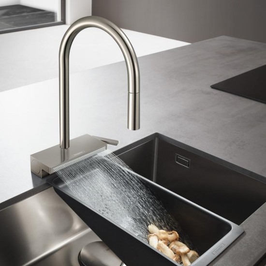 Змішувач для кухні HANSGROHE Aquno Select M81 170 Stainless Steel Finish 3jet з витяжним виливом, Sbox, нержавіюча сталь (73831800)