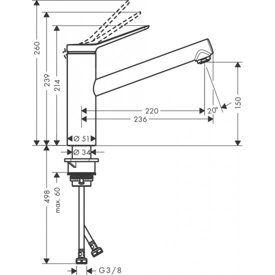 Змішувач для кухні Hansgrohe M35 EcoSmart, CoolStart, хром (74813000)