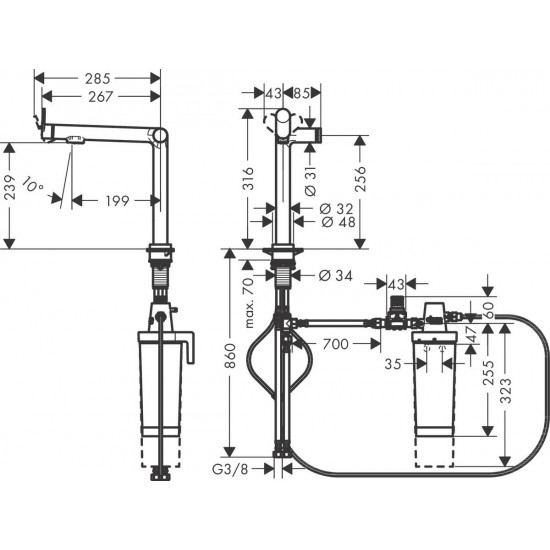 Змішувач для кухонної мийки Hansgrohe Aqittura M91 FilterSystem 240, сталь (76804800)