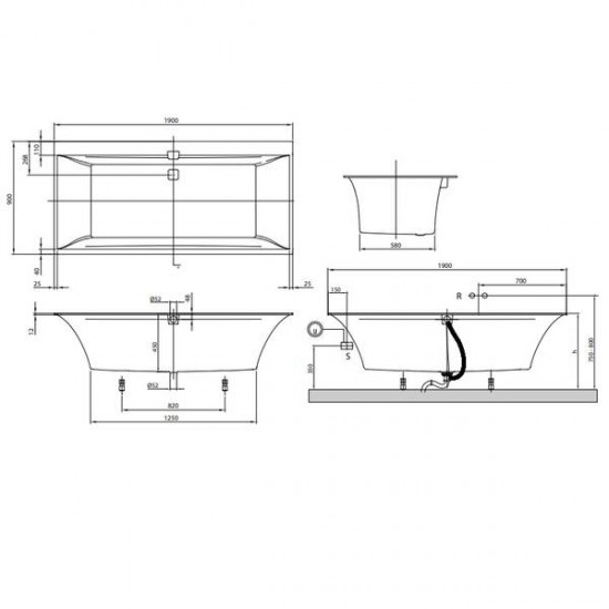 Ванна кварилова Villeroy&Boch Squaro Edge 12 190х90 з нiжками, з комплектом злив/перелив (UBQ190SQE2DV-01) Ванна кварилова Villeroy&Boch Squaro Edge 12 190х90 з нiжками, з комплектом злив/перелив (UBQ190SQE2DV-01)