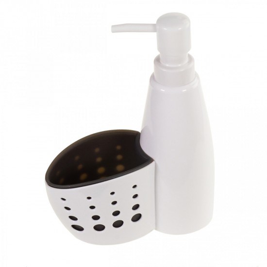 Дозатор диспенсер для жидкого мыла или моющего средства с подставкой для губки на кухню, в ванную