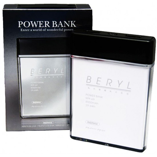Портативная батарея Remax Power Bank Beryl RPP-69 8000 mah White #I/S Портативная батарея Remax Power Bank Beryl RPP-69 8000 mah White #I/S