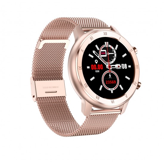 Умные часы NO.1 DT89 Metal с тонометром и пульсоксиметром (Розово-золотой)