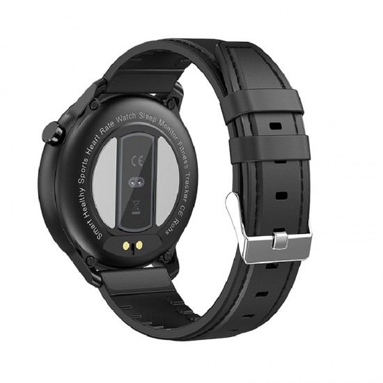 Умные часы Lemfo F81 Leather с тонометром и пульсоксиметром (Черный)