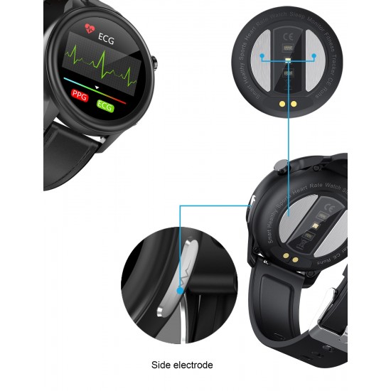 Розумний годинник Lemfo E80 з пульсоксиметром і ЕКГ (Чорний)