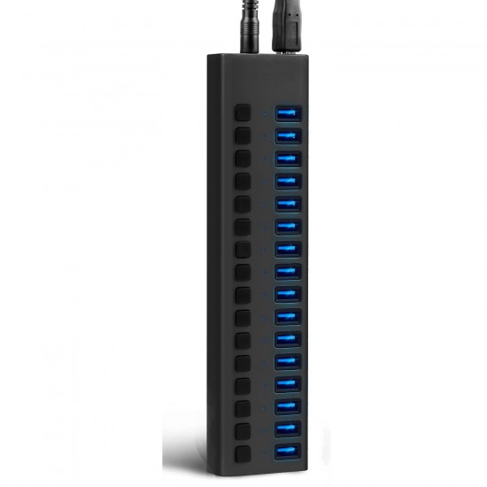 USB hub Acasis H716PB с блоком питания (Черный)