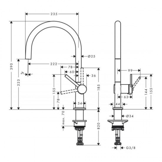 Кухонний змішувач Hansgrohe TALIS M54 220, 1jet, хром (72804000)