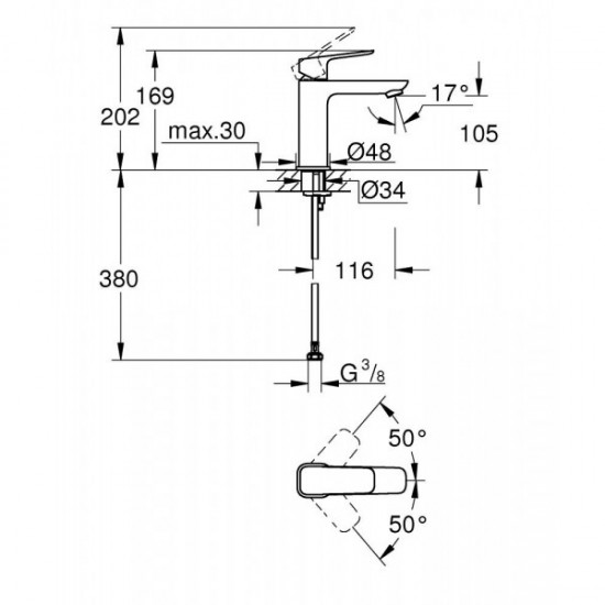 Смеситель для умывальника Grohe Cubeo M-Size, хром (1017550000)