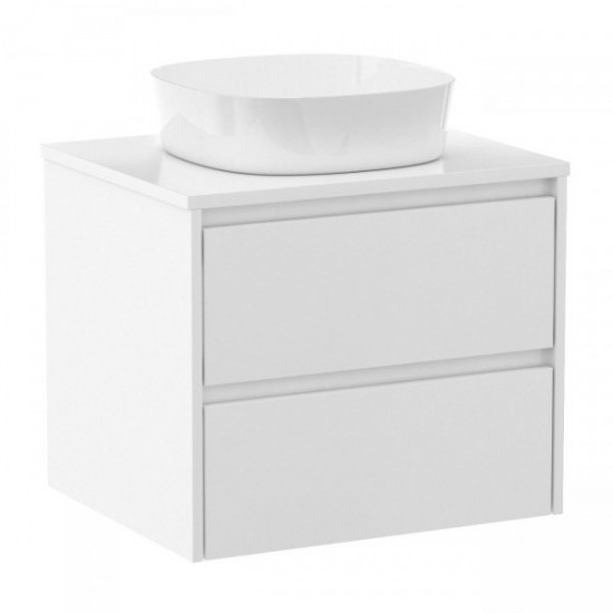NETKA комплект меблів 80см, білий: тумба підвісна, зі стільницею, 2 ящика + умивальник накладний