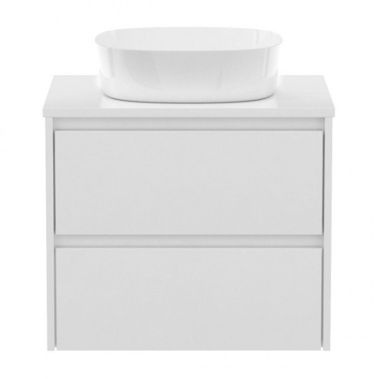 NETKA комплект меблів 80см, білий: тумба підвісна, зі стільницею, 2 ящика + умивальник накладний