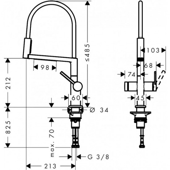 Смеситель для кухни Hansgrohe Talis Select M54 210 3jet Semi-Pro, PowderSpray, хром (72861000)