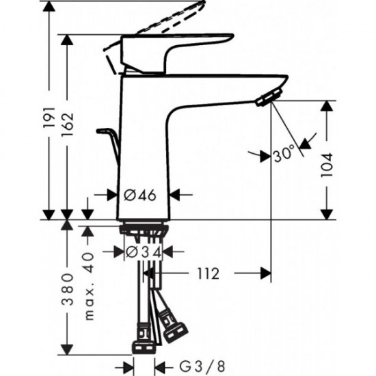 Змішувач для раковини Hansgrohe Talis E 110 CoolStart, чорний матовий (71713670)