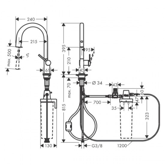 Змішувач для кухні Hansgrohe Aqittura M91 FilterSystem 210 1jet pull-out, Chrome (76803000)