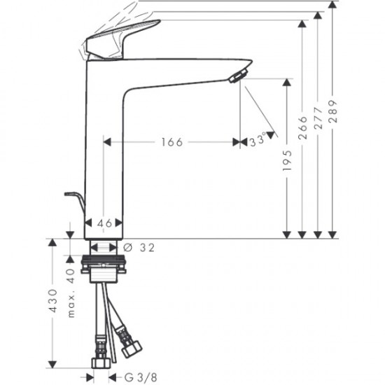 Змішувач для умивальника високий Hansgrohe Logis 190 (71095000)