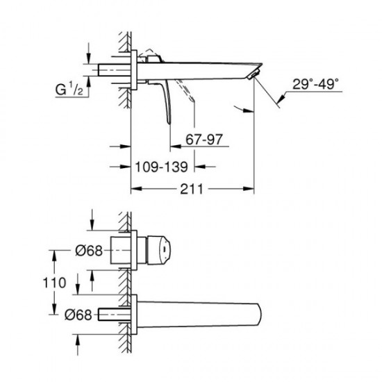 Grohe EUROSMART New змішувач для умивальника на 2 отвори (29338003)