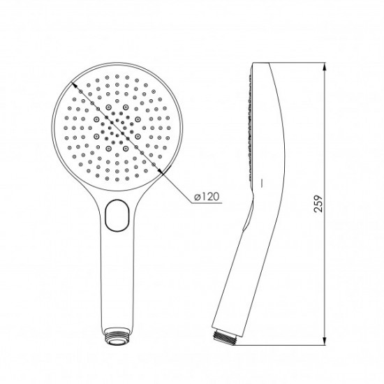 Душ ручний LSR-120GR, 120 мм, 3 режими, кнопковий перемикач, хром