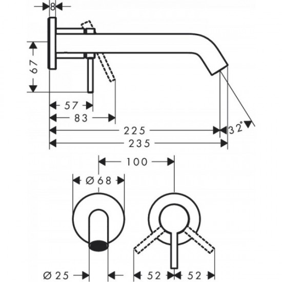 Змішувач для умивальника Hansgrohe Tecturis S 225, чорний матовий (73351670)