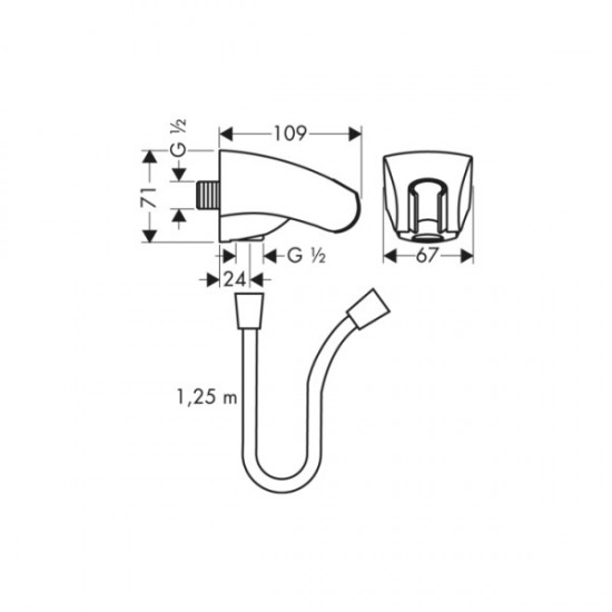 Підключення шлангу HANSGROHE Porter E зі шлангом Isilfex B 1250 мм (27507000)