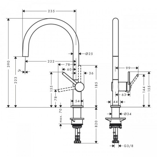 Смеситель кухонный Hansgrohe Talis 220, черный матовый (72804670)