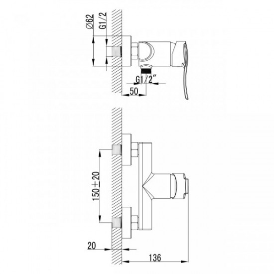 Imprese NOVA VLNA змішувач для душа, хром, 40 мм (15135)