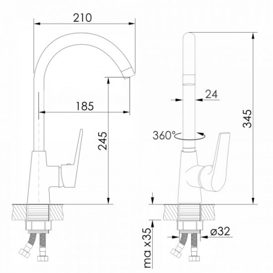 Змішувач для кухні Imprese KRASA (f03408601AA)