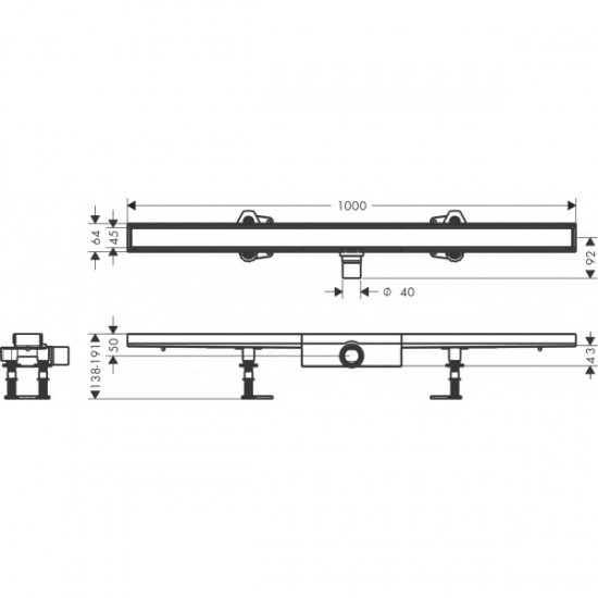 Монтажний комплект для плоскої установки Hansgrohe RainDrain Compact 1000 мм (56171000)