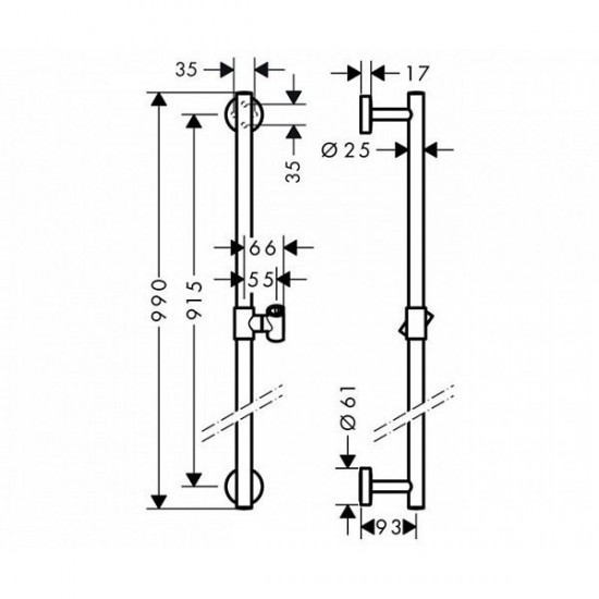 Душевая штанга Hansgrohe Unica`Crometta 90 см, хром (26402000)