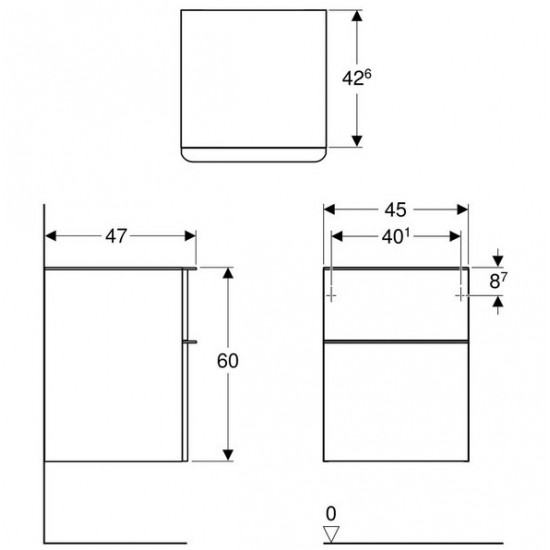 SMYLE SQUARE тумба 45*60*47см, з 2 ящ., колір пісочно-сірий/фарбований високоглянцевий, пісочно-сірий/з матовим порошковим покриттям