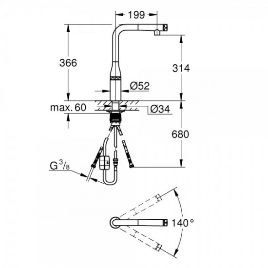 Змішувач для кухні Grohe Essence New, хром (30294000)