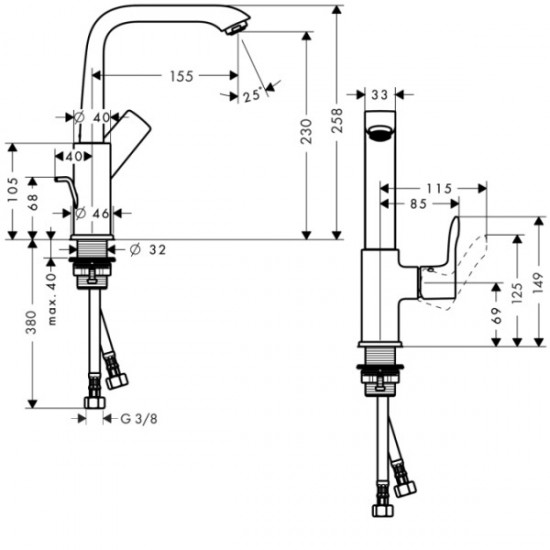 Змішувач для умивальника Hansgrohe Metris 230 з донним клапаном, хром (31087000)