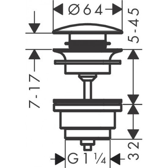 Донний клапан Hansgrohe для умивальників з переливом push-open, білий матовий (50100700)