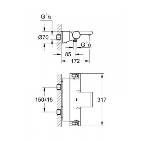 Термостат для ванны с полкой Grohe Grohtherm 2000 NEW и каскадным изливом (34464001) Термостат для ванны с полкой Grohe Grohtherm 2000 NEW и каскадным изливом (34464001)